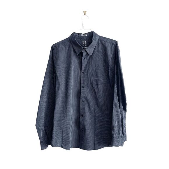 Billabong Mens Pinstriped Long Sleeve Cotton Button Up Shirt Black Large - Picture 1 of 7